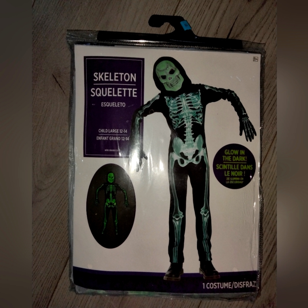 Glow-in-the-Dark Skeleton Costume for Kids Child Large 12-14 years